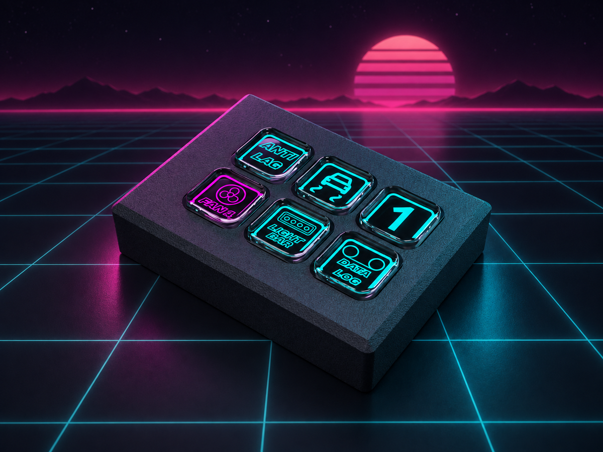 Shiftkey product overview — Textured case on a synthwave background